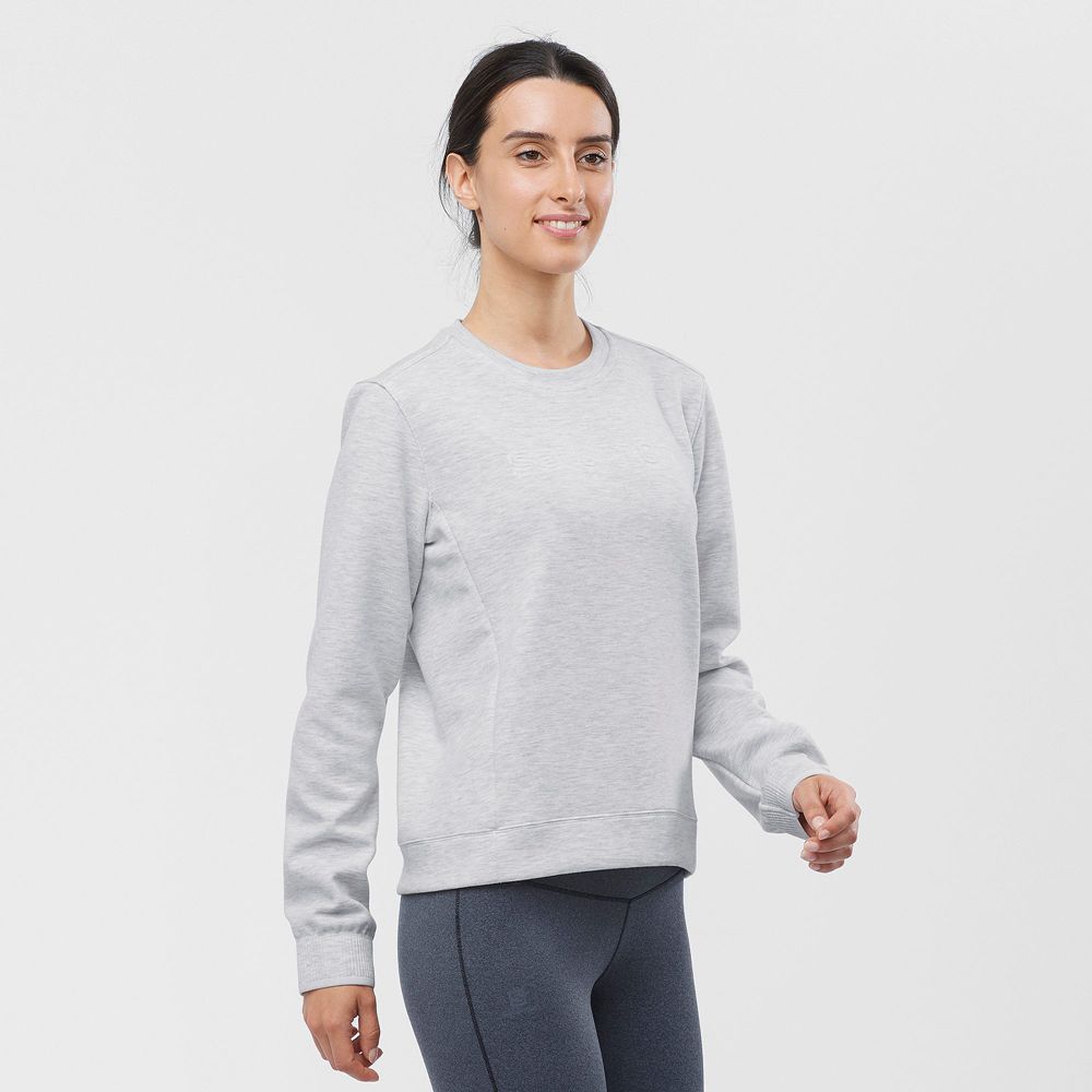 Salomon COMET CREW NECK PULL W Capa Intermedia Mujer - Gris - Colombia (34062-NEOR)